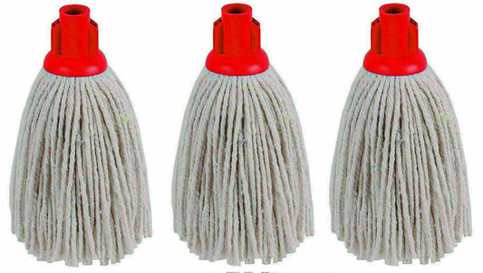 Heavy Duty Floor Cotton Mop Head Screw Push Socket Colour Coded Long Lasting UK