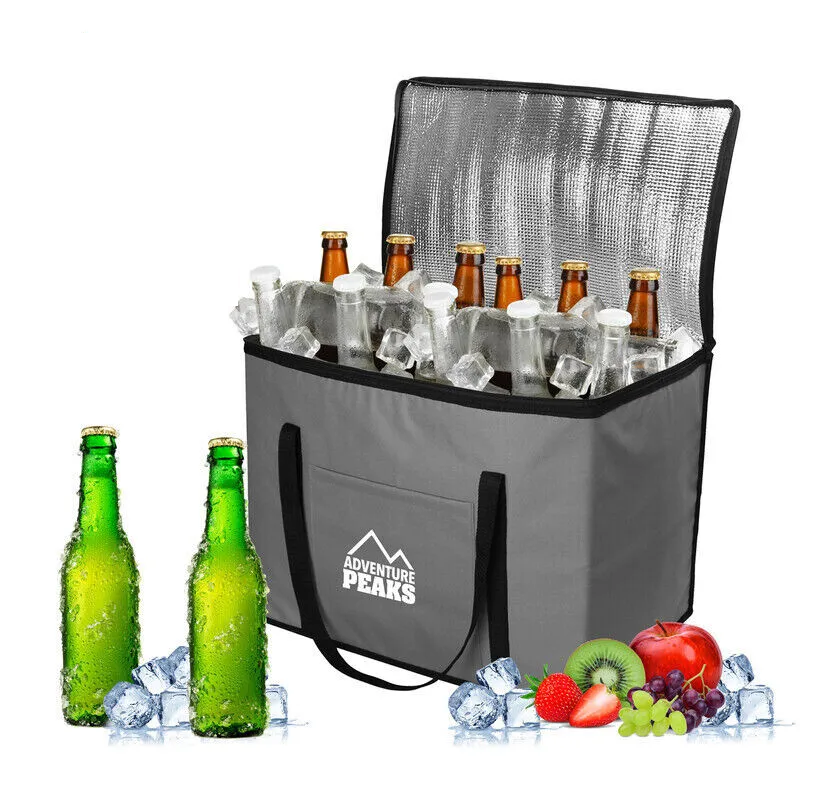 Extra Large Grey Cooling Cooler Bag Box Picnic Hot Lunch Camping Food Ice Drinks