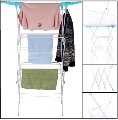 3 Tier Metal  Airer Cloth Dryer Clothes Laundry Folding Free Standing Horse Rack