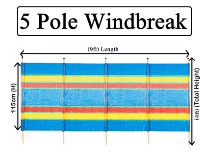 10 Pole 9 Section Windbreaker Holiday Camping Beach Garden Sun Shade Windbreak