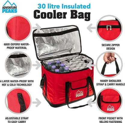 30L Cooling Cooler Cool Bag Box Picnic Camping Food Ice Drink Lunch Picnic Party