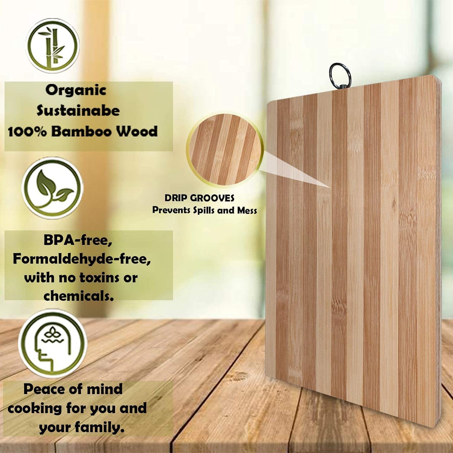 Large Bamboo Wooden Chopping Board Cutting Serving Kitchen Utensil Food Catering