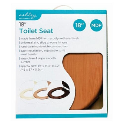 18" INCH MDF UNIVERSAL BATHROOM WC TOILET SEAT QUICK EASY FIT WOODEN OVAL SHAPE