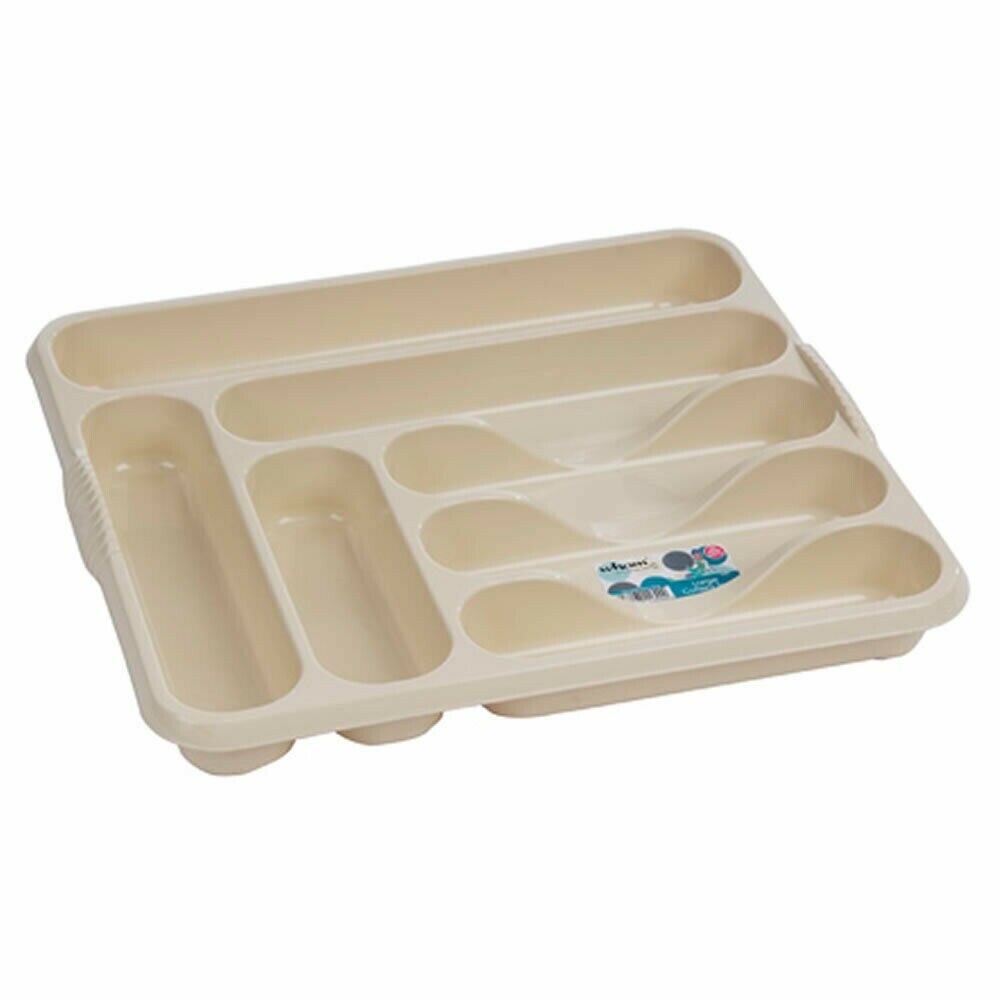 Plastic 7 Compartment Cutlery Tray Holder Organiser Drawer Insert Tidy Storage