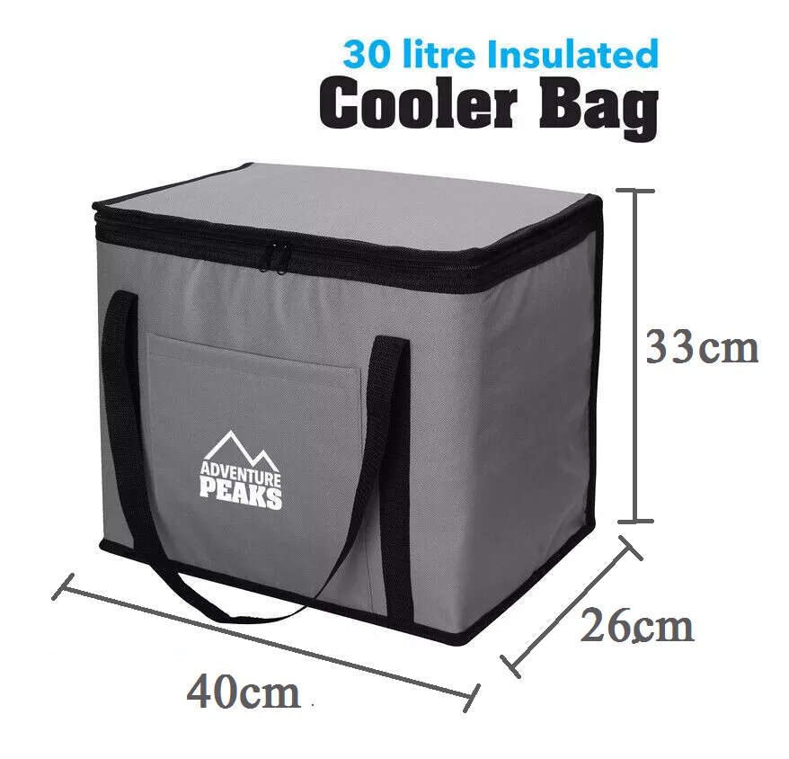 Extra Large Grey Cooling Cooler Bag Box Picnic Hot Lunch Camping Food Ice Drinks