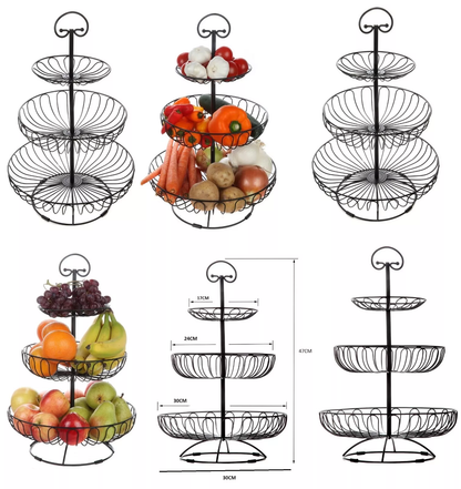 3 Tier Kitchen Fruit Storage Rack Vegetable Basket Dinning Decoration Counter Top