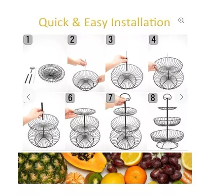 3 Tier Kitchen Fruit Storage Rack Vegetable Basket Dinning Decoration Counter Top