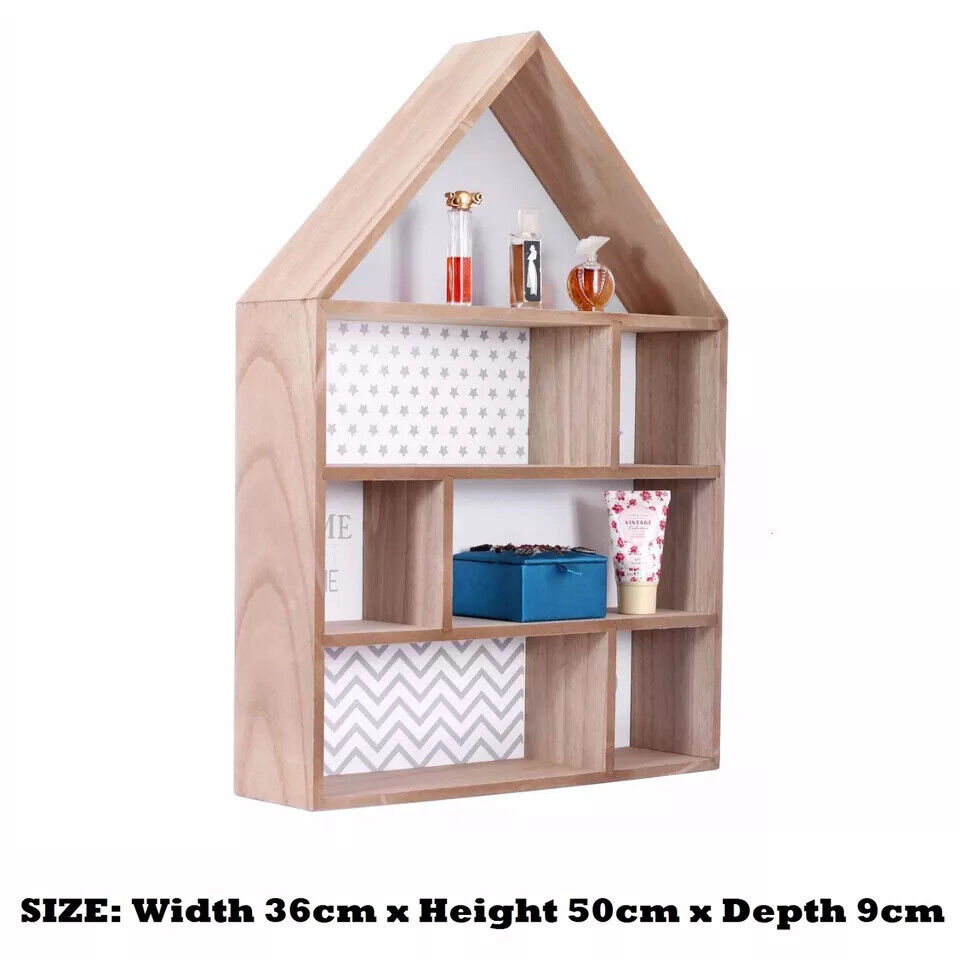 Wooden Display Wall Hanging Storage Unit Rack Shelves Cubes Home Decor Ornaments