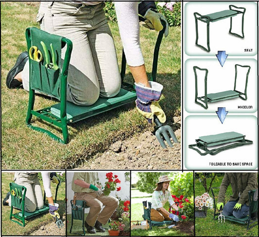 Steel Garden Kneeler Gardening Knee Pad Foam Seat Portable Bag Folding Stool New