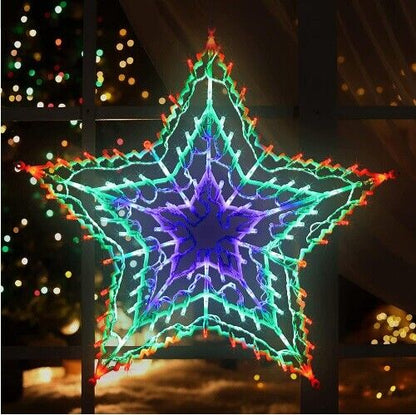 Xmas Christmas Snowflake Star Lights Silhouette Light Decoration Window Indoor