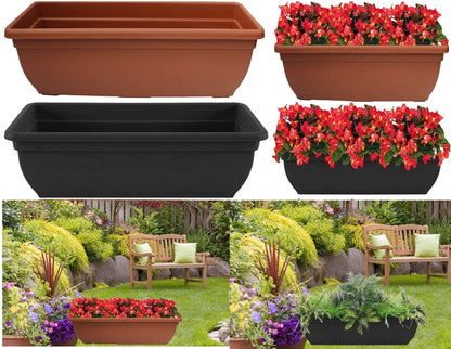 Plastic Pot Trough Plant Winchester Bel Garden Flower Patio Rectangle Planter UK