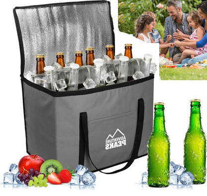 Extra Large Grey Cooling Cooler Bag Box Picnic Hot Lunch Camping Food Ice Drinks