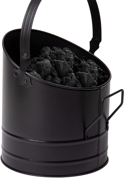 Black Fireside Iron Coal Bucket Hod Shuttle Log Fireplace Wood Ash Galvanized UK