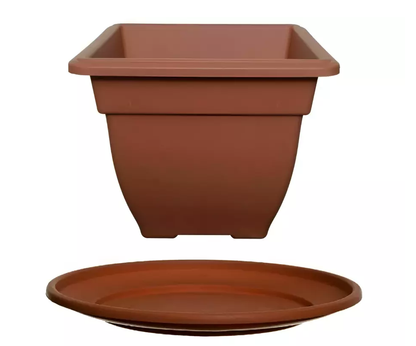 Plastic Venetian Square Plain Green and terracotta  Planter Saucer Plant Pot Size Dip Water Garden