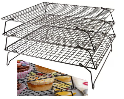 3 Tier Stackable Non Stick Cake Cooling Rack Cakes Cupcakes Biscuits Tray Stand