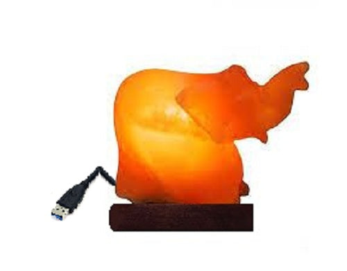 Pink Himalayan Elephant Shape USB Salt Lamp Rock Ionizing 7Colour Changing Light