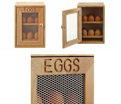 2 Tier Wooden Wood 12x Egg Storage Cabinet Holder Rack Cupboard Free Standing