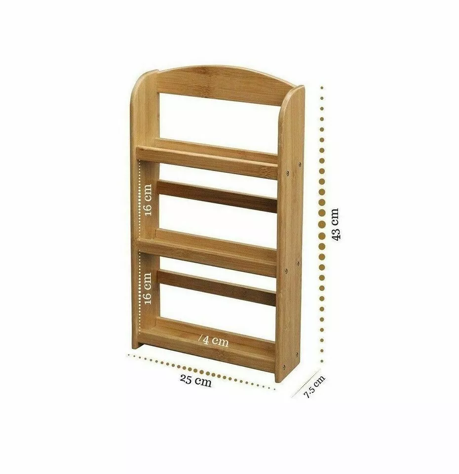 2 & 3 Tier Bamboo Wood Kitchen Wall Mounted Spice Jars Herbs Rack Holder Stand